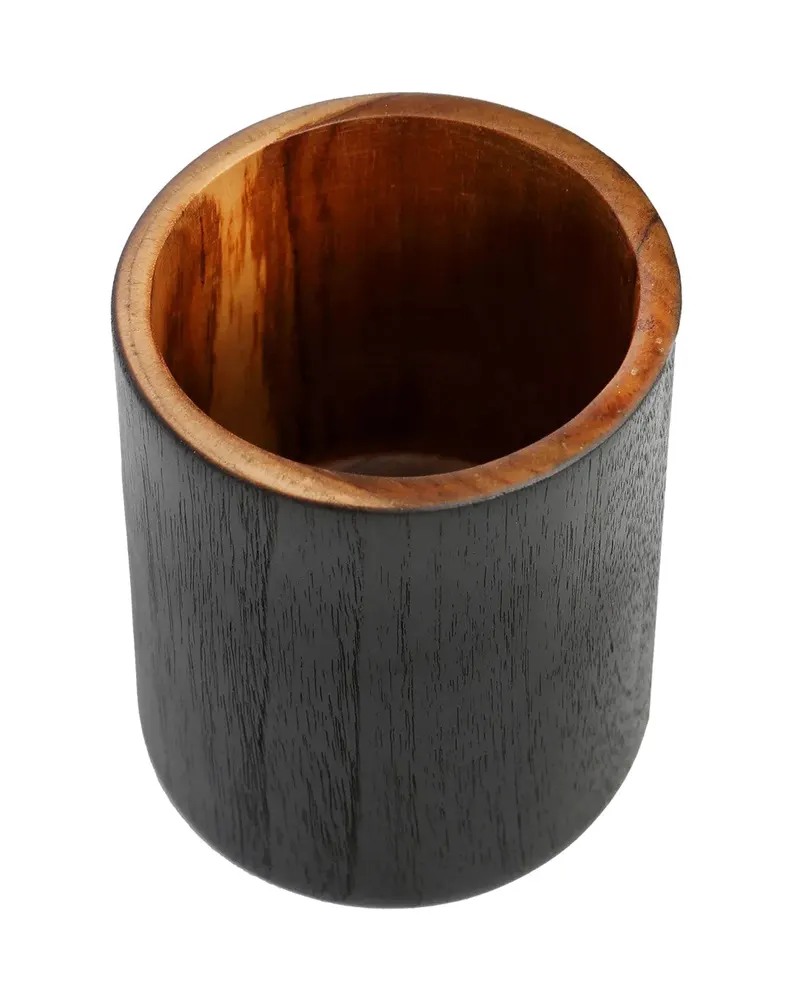 The Bondi Holder #1 Tischdekoration aus Teakholz von Bazar Bizar, Größe 12 × 12 × 15 cm, Natur / Schwarz, Ansicht 6