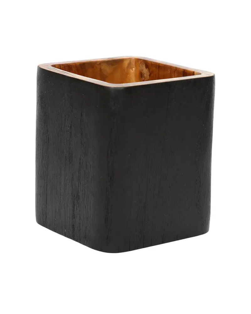 The Bondi Holder #2 Tischzubehör aus Teakholz von Bazar Bizar, Größe 12 × 12 × 14 cm, Natur / Schwarz, Ansicht 5
