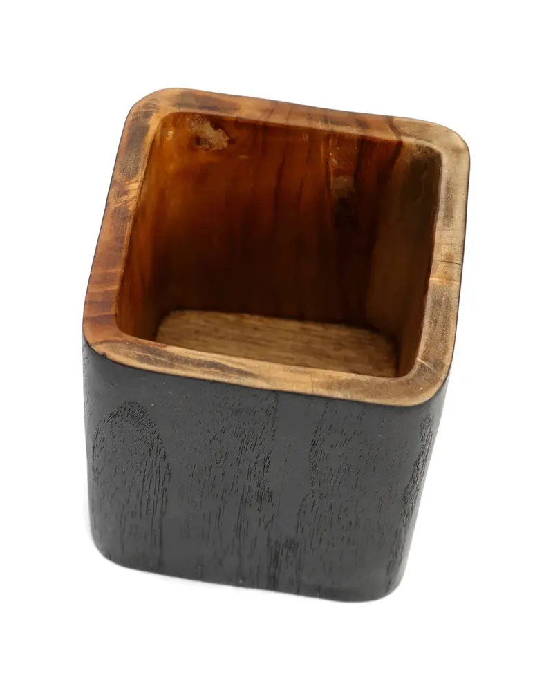 The Bondi Holder #2 Tischzubehör aus Teakholz von Bazar Bizar, Größe 12 × 12 × 14 cm, Natur / Schwarz, Ansicht 6