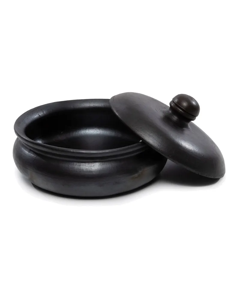 The Burned Curry pot Serviergeschirr aus Terrakotta von Bazar Bizar, Größe 24 × 24 × 15 cm, Schwarz, Ansicht 3