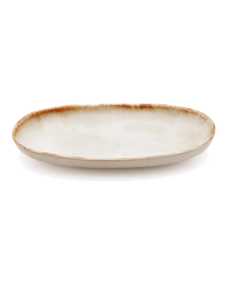The Cascais Oval Plate Steinzeugteller von Bazar Bizar, Größe M, Weiß, Ansicht 1