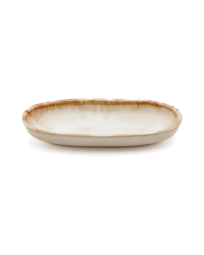 The Cascais Oval Plate Steinzeugteller, Weiß