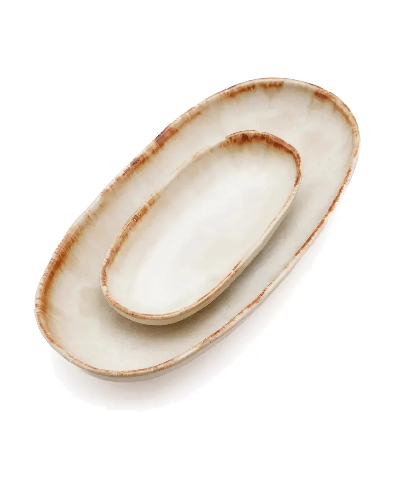 The Cascais Oval Plate Steinzeugteller von Bazar Bizar, Größe S, Weiß, Ansicht 8