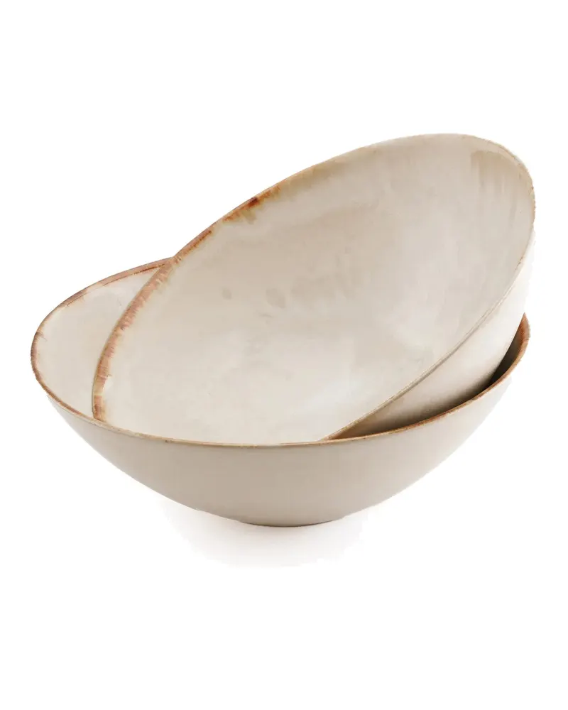 The Cascais Serving Bowl Keramikschale von Bazar Bizar, Größe L, Weiß / Gold, Ansicht 6
