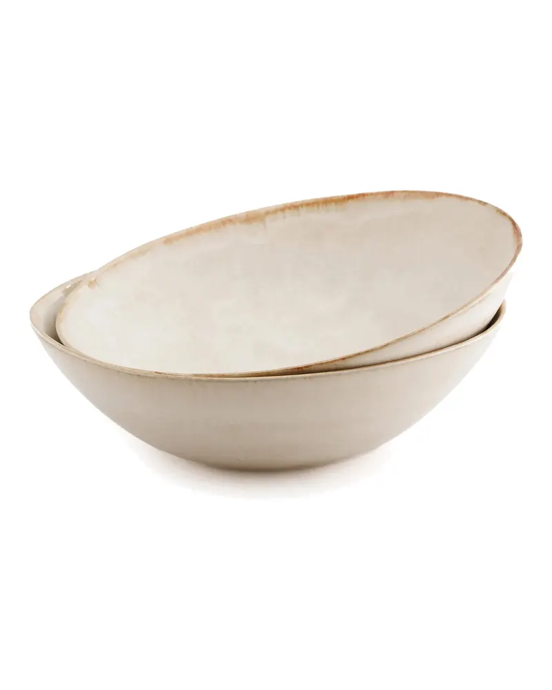 The Cascais Serving Bowl Keramikschale von Bazar Bizar, Größe M, Weiß / Gold, Ansicht 4