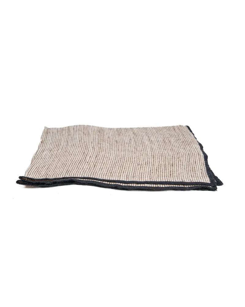 The Code Linen Napkin, Leinenserviette von Bazar Bizar, Größe 45 × 45 cm, Natur / Schwarz, Ansicht 5