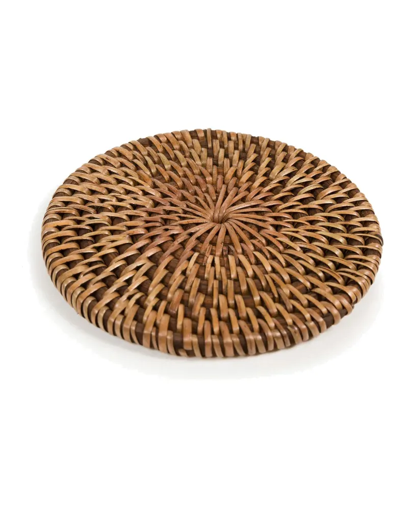 The Colonial Coaster Rattan-Untersetzer von Bazar Bizar, Größe 11 × 11 × 1 cm, Natur / Braun, Ansicht 5