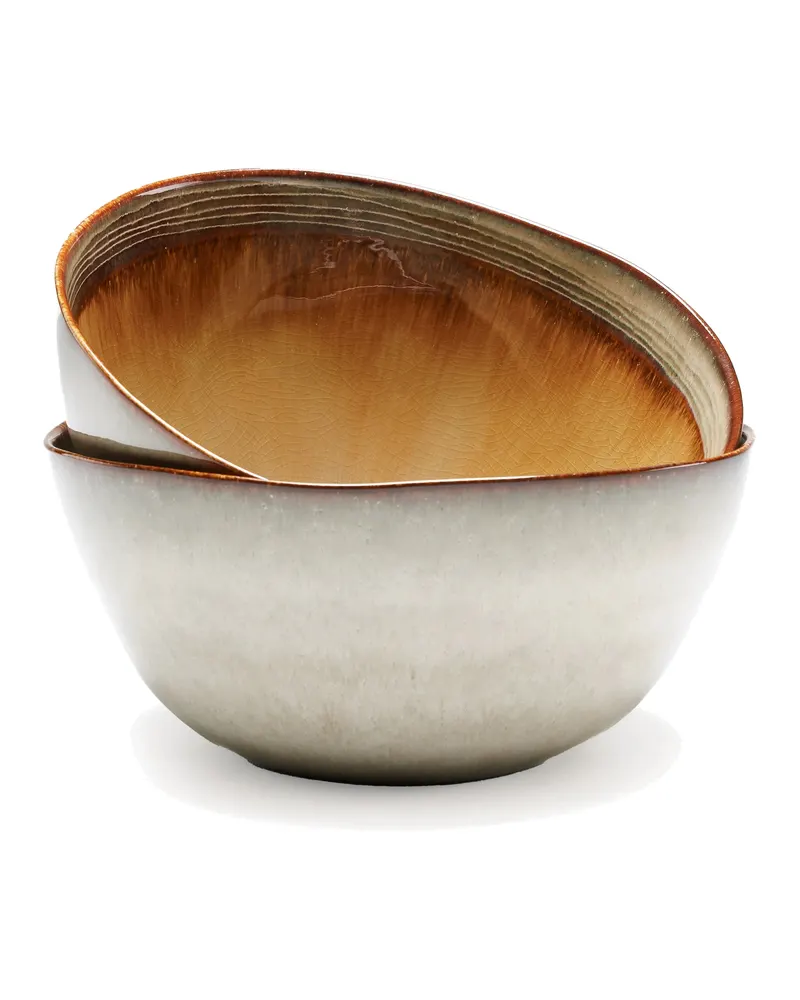 The Comporta Serving Bowl Keramik-Servierschale von Bazar Bizar, Größe 26 × 26 × 12 cm, Grau / Braun, Ansicht 3