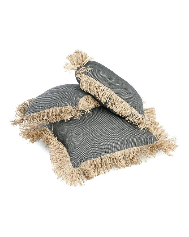 The Cotton Bonita Cushion Cover Kissenbezug von Bazar Bizar, Größe 60 × 60 cm, Natur / Schwarz, Ansicht 8