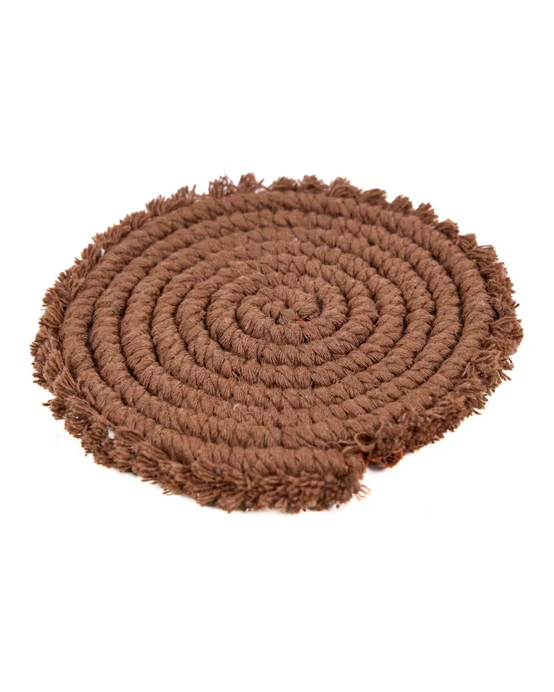 The Cotton Coaster Baumwoll-Untersetzer von Bazar Bizar, Größe 12 × 12 × 1 cm, dunkles Walnussbraun, Ansicht 3