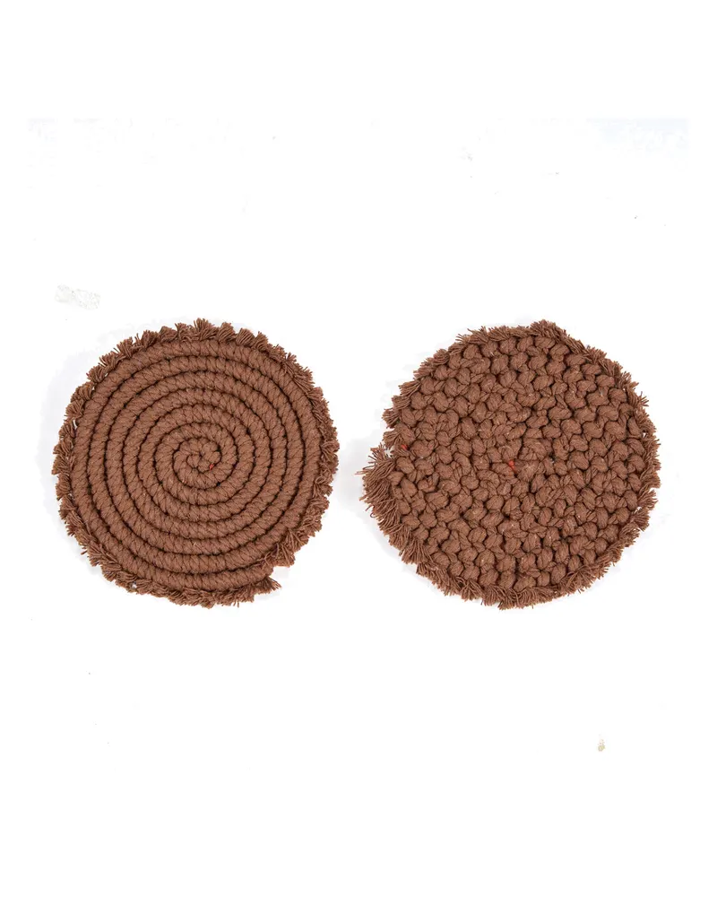 The Cotton Coaster Baumwoll-Untersetzer von Bazar Bizar, Größe 12 × 12 × 1 cm, dunkles Walnussbraun, Ansicht 4