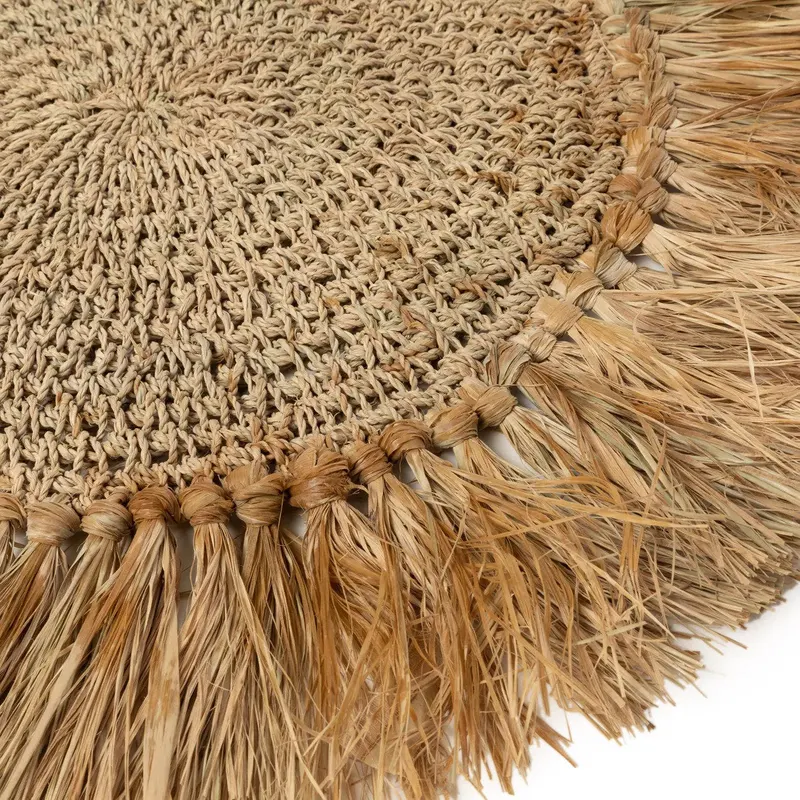 The Crochet Raffia Placemat, Platzset aus Raffia von Bazar Bizar, Größe 45 × 45 × 1 cm, Natur, Ansicht 3