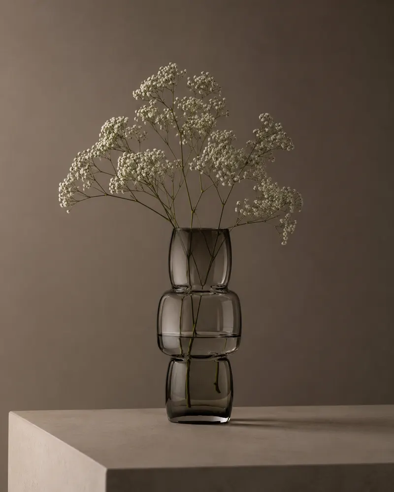 The Cubes Vase aus Recyclingglas von Bazar Bizar, Größe M, Dunkelgrau, Ansicht 2