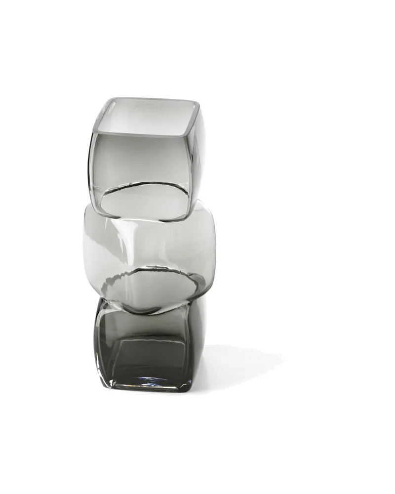 The Cubes Vase aus Recyclingglas von Bazar Bizar, Größe M, Dunkelgrau, Ansicht 3
