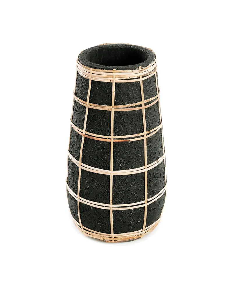 The Cutie Vase Terrakotta- und Rattanvase, Beton-Natur