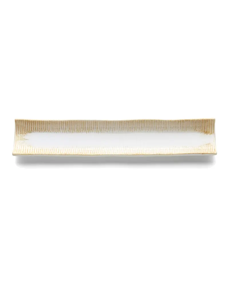The Da Rocha Long Platter Keramik-Servierplatte von Bazar Bizar, Größe 39 × 8 × 3 cm, Weiß, Ansicht 2
