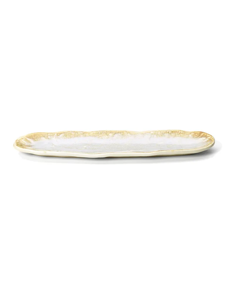The Da Rocha Oval Platter Keramik-Servierplatte, Weiß / Honig