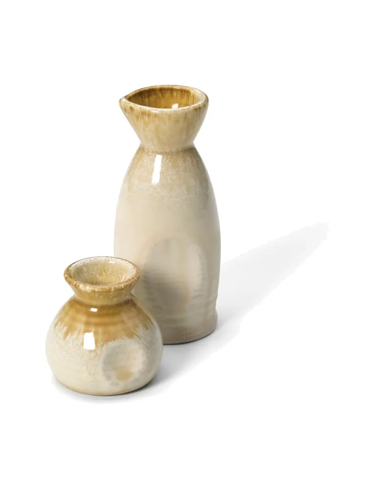 The Da Rocha Sauce Pourer Keramik-Gewürzzubehör von Bazar Bizar, Größe 5 × 5 × 5 cm, Weiß / Honig, Ansicht 4