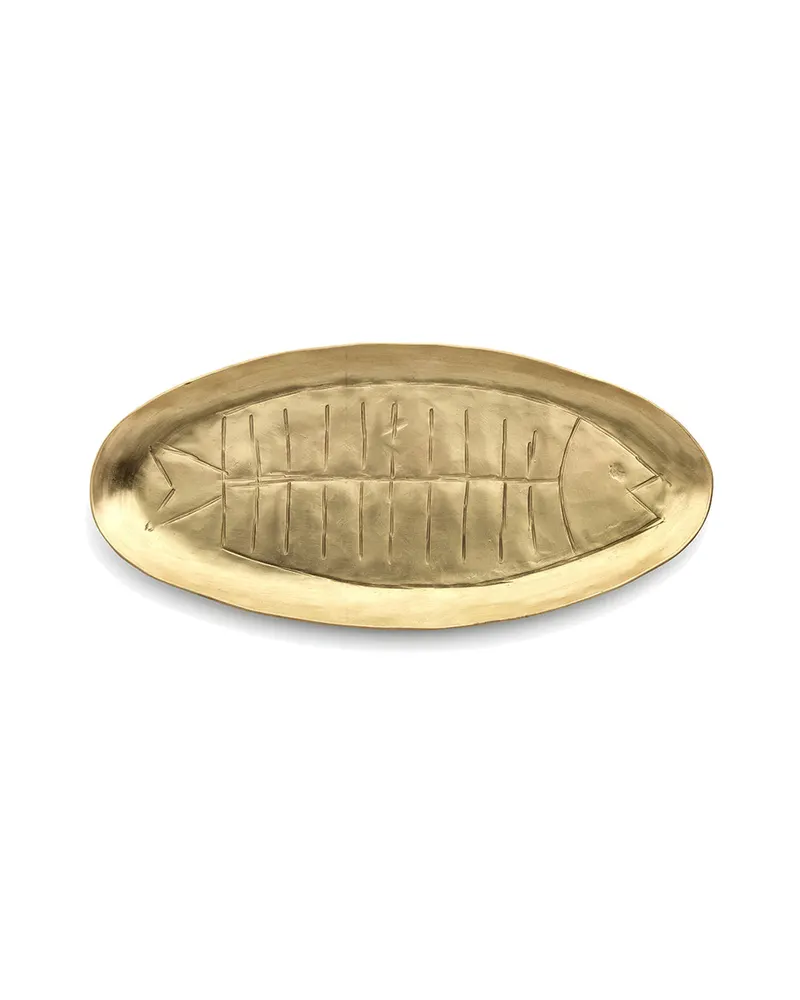The Dishy Fishy Tray Messing-Serviertablett in Gold von Bazar Bizar, Größe L, Ansicht 4