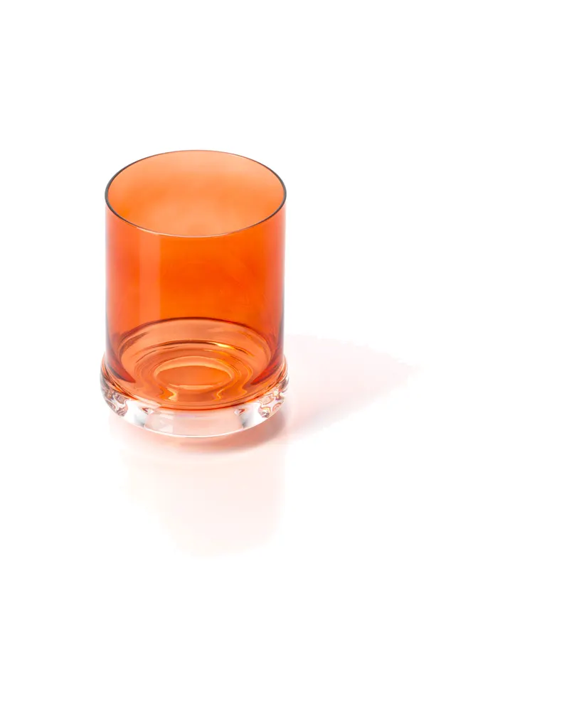 The DOF Tumbler, Trinkglas aus recyceltem Glas von Bazar Bizar, Größe 8 × 8 × 10 cm, Orange, Ansicht 2