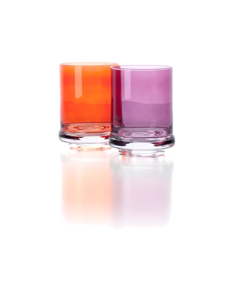 The DOF Tumbler, Trinkglas aus recyceltem Glas von Bazar Bizar, Größe 8 × 8 × 10 cm, Orange, Ansicht 3