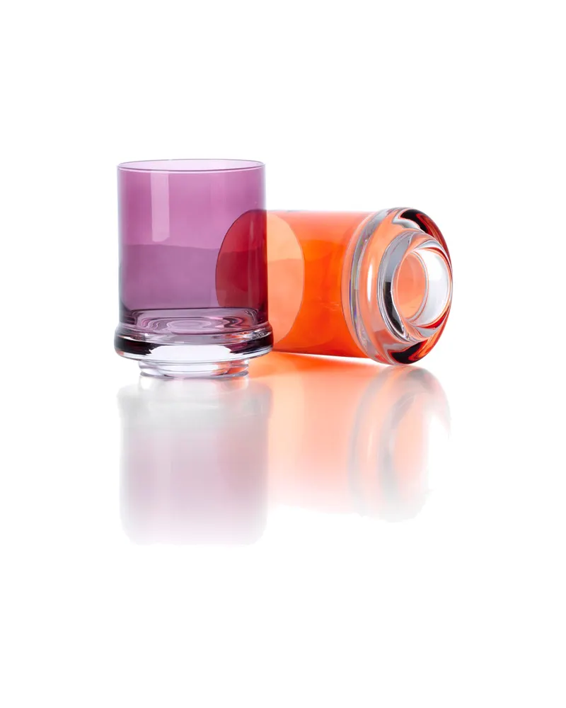 The DOF Tumbler, Trinkglas aus recyceltem Glas von Bazar Bizar, Größe 8 × 8 × 10 cm, Orange, Ansicht 5