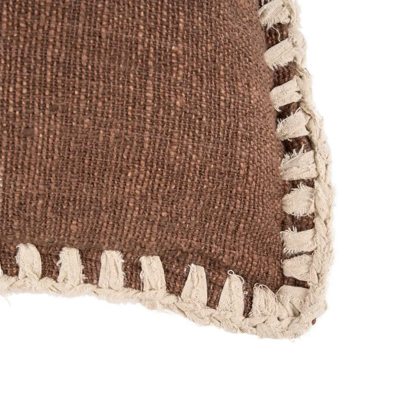 The Espresso Edge Cushion Cover Kissenbezug von Bazar Bizar, Größe 50 × 50 cm, Braun / Weiß, Ansicht 3