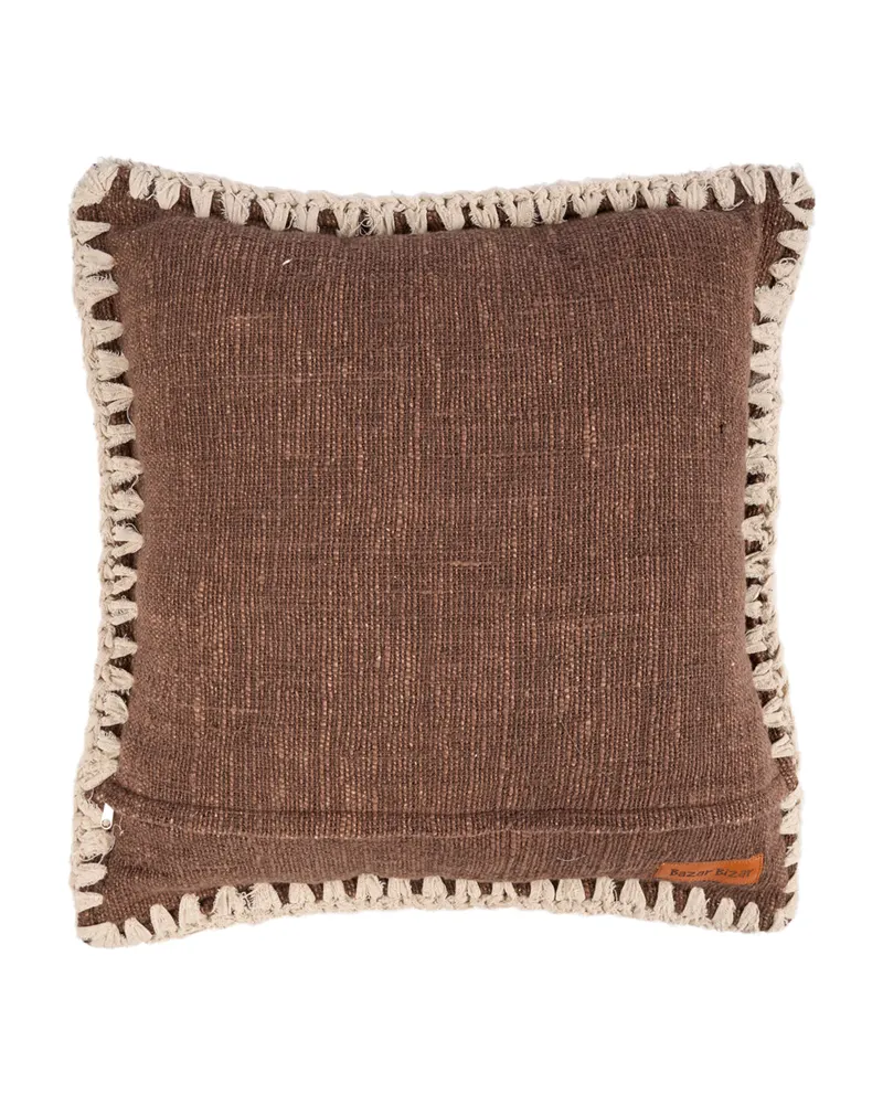 The Espresso Edge Cushion Cover Kissenbezug von Bazar Bizar, Größe 50 × 50 cm, Braun / Weiß, Ansicht 4