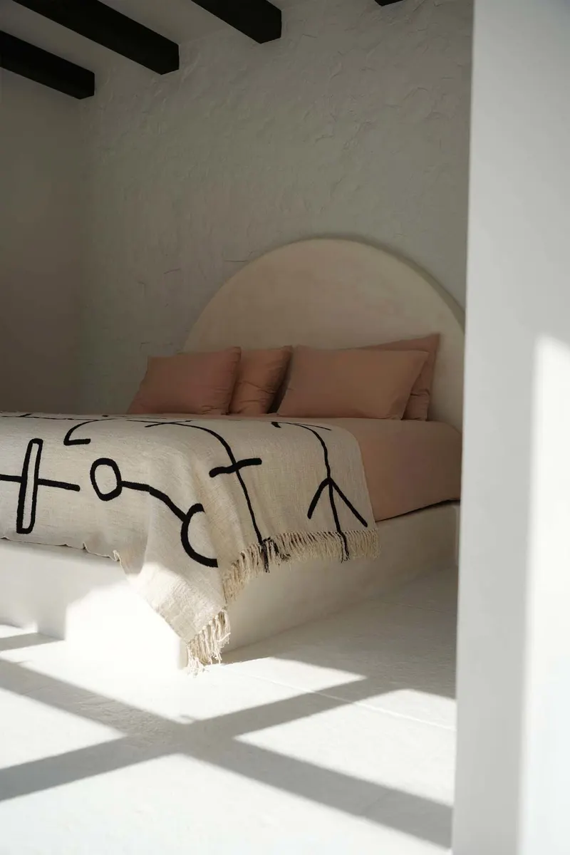 The Evil Eye Bed Throw Baumwollplaid von Bazar Bizar, Größe 128 × 240 cm, Natur / Schwarz, Ansicht 5