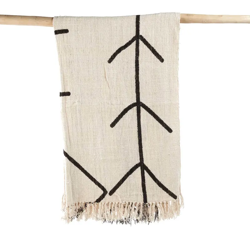 The Evil Eye Bed Throw Baumwollplaid von Bazar Bizar, Größe 128 × 240 cm, Natur / Schwarz, Ansicht 7