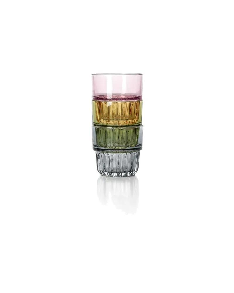 The Faceted Tumbler Trinkglas aus Recyclingglas von Bazar Bizar, Größe 8 × 8 × 8 cm, Altrosa, Ansicht 4