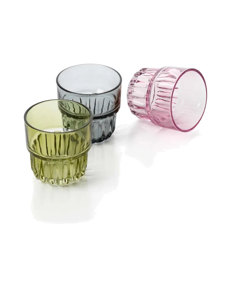 The Faceted Tumbler Trinkglas aus Recyclingglas von Bazar Bizar, Größe 8 × 8 × 8 cm, Altrosa, Ansicht 5