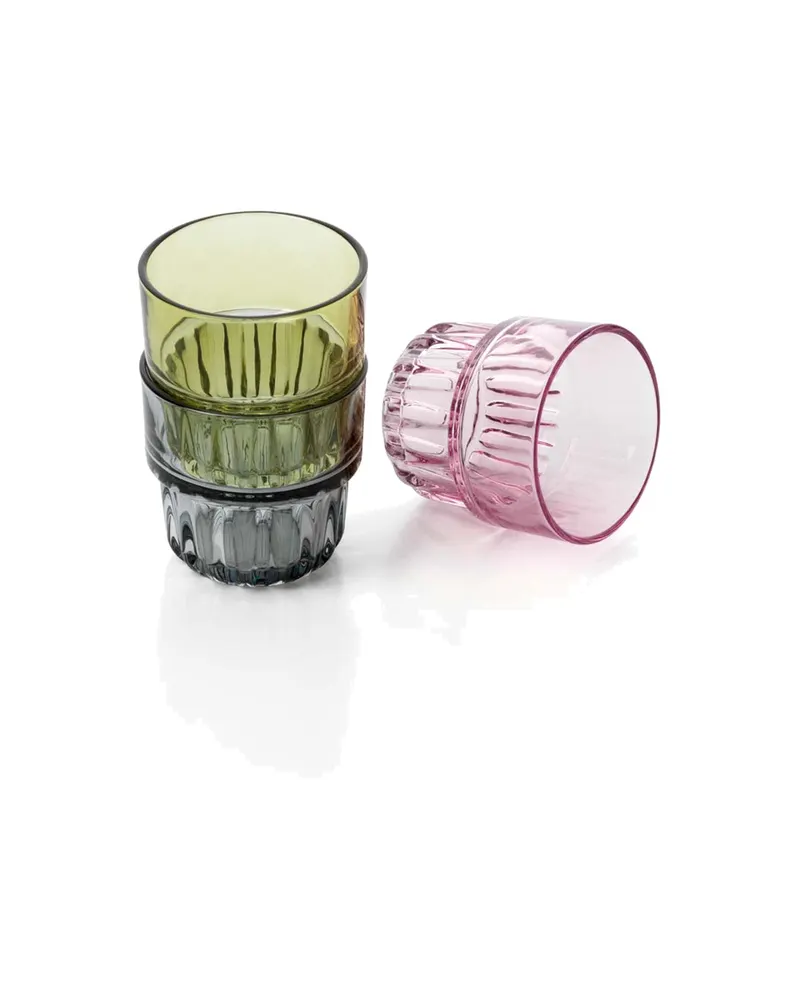 The Faceted Tumbler Trinkglas aus Recyclingglas von Bazar Bizar, Größe 8 × 8 × 8 cm, Altrosa, Ansicht 6