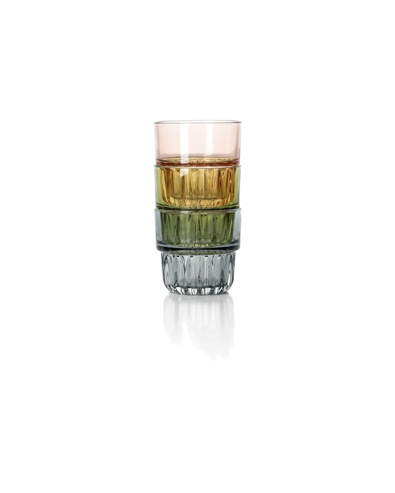 The Faceted Tumbler Trinkglas aus Recyclingglas von Bazar Bizar, Größe 8 × 8 × 8 cm, Rauchgrau, Ansicht 4