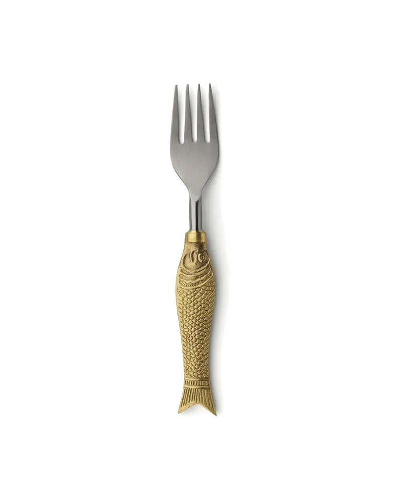 The Fish Shaped Fork Messinggabel in Gold