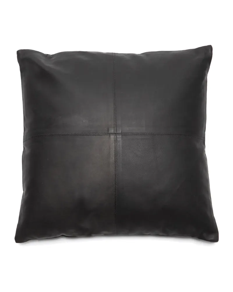 The Four Panel Leather Cushion Cover Kissenbezug von Bazar Bizar, Größe 40 × 40 cm, Schwarz, Ansicht 1