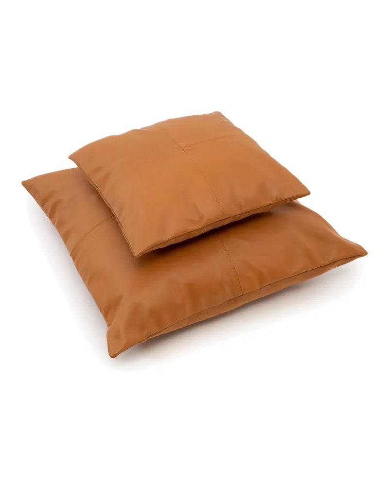 The Four Panel Leather Cushion Cover Kissenbezug von Bazar Bizar, Größe 40 × 40 cm, Camel, Ansicht 4