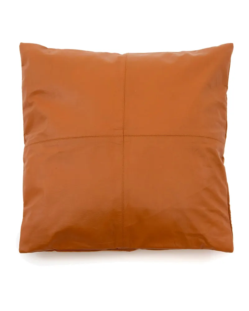 The Four Panel Leather Cushion Cover Kissenbezug von Bazar Bizar, Größe 60 × 60 cm, Camel, Ansicht 1