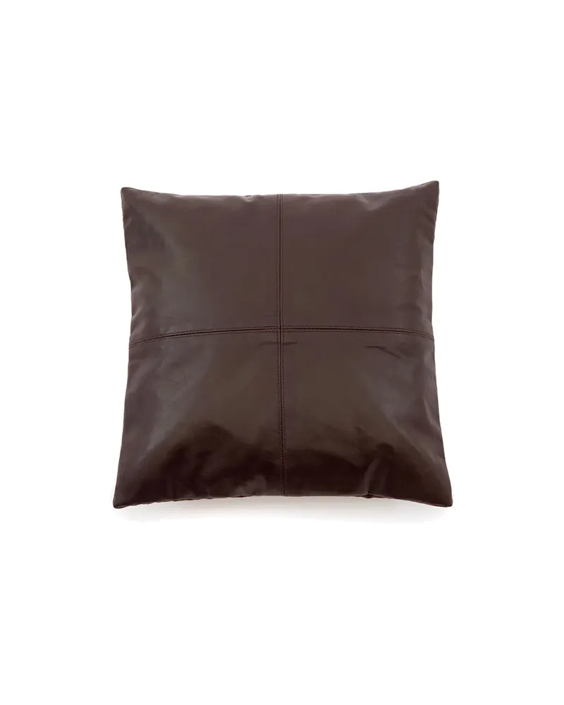 The Four Panel Leather Cushion Cover Kissenbezug, Schokoladenbraun