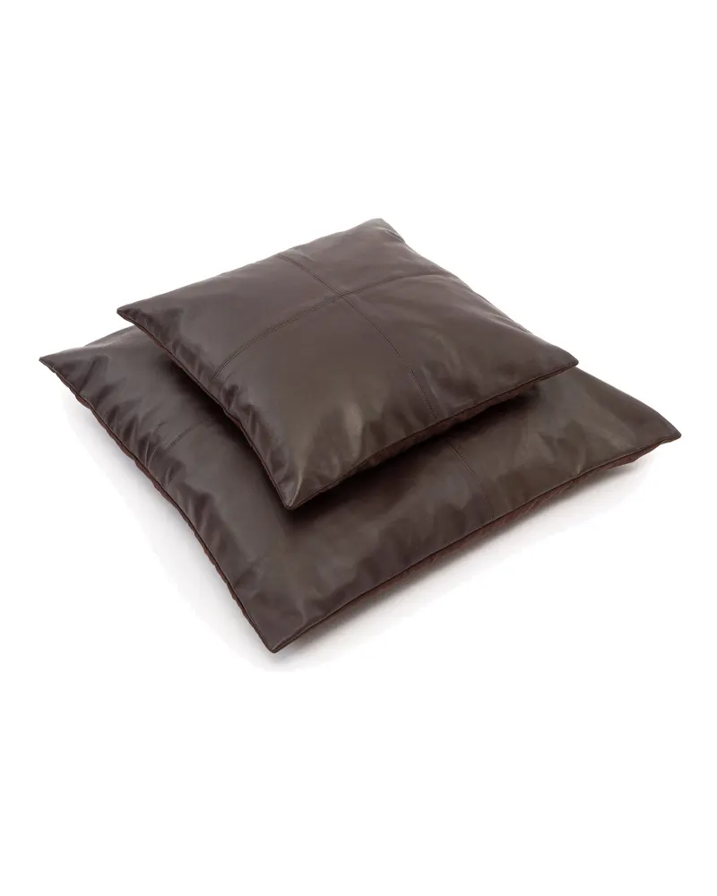 The Four Panel Leather Cushion Cover Kissenbezug von Bazar Bizar, Größe 40 × 40 cm, Schokoladenbraun, Ansicht 5