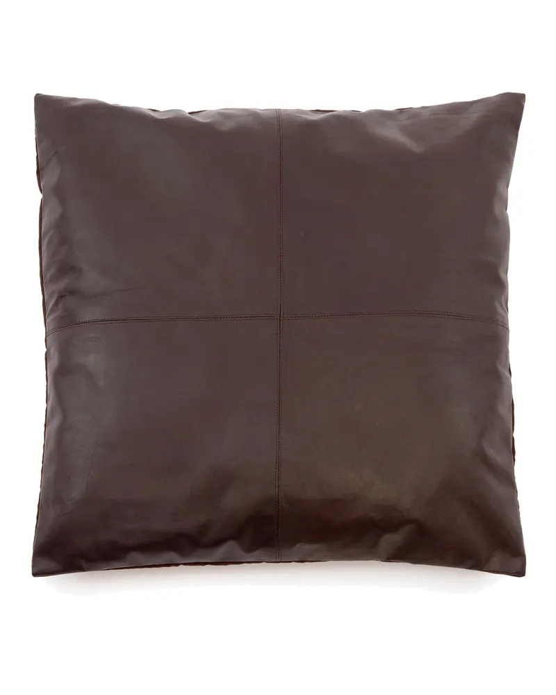 The Four Panel Leather Cushion Cover Kissenbezug, Schokoladenbraun