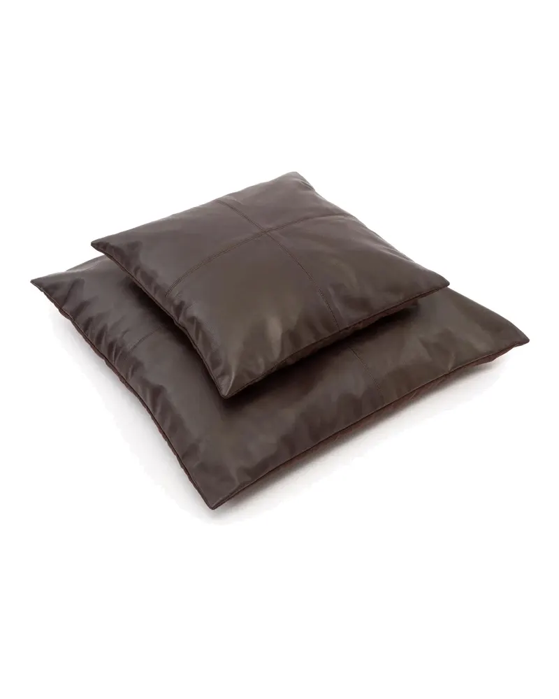The Four Panel Leather Cushion Cover Kissenbezug von Bazar Bizar, Größe 60 × 60 cm, Schokoladenbraun, Ansicht 5