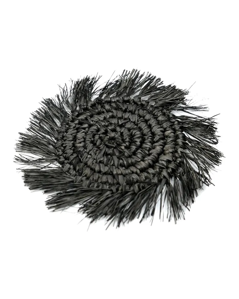The Fringe Raffia Coaster Untersetzer aus Naturfasern von Bazar Bizar, Größe 16 × 16 × 1 cm, Schwarz, Ansicht 9