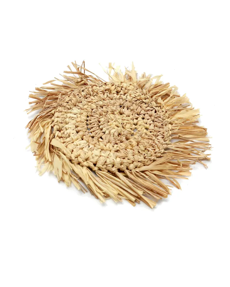 The Fringe Raffia Coaster Untersetzer aus Naturfasern von Bazar Bizar, Größe 16 × 16 × 1 cm, Ansicht 11