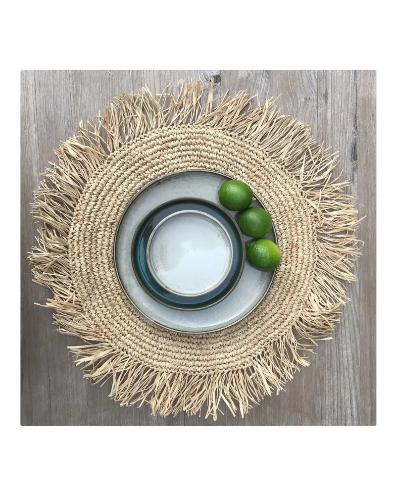 The Fringe Raffia Placemat Round Platzset von Bazar Bizar, Größe 45 × 45 × 1 cm, Natur, Ansicht 3