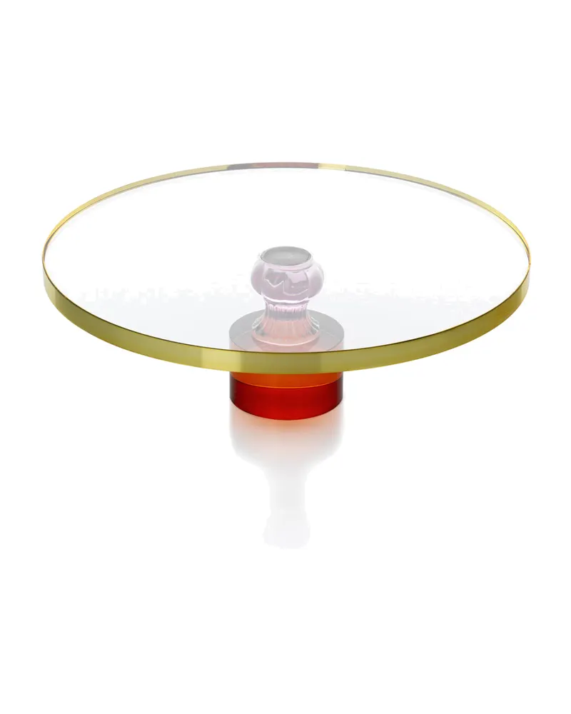 The Gemstone Cake Platter Kuchenplatte aus Recyclingglas von Bazar Bizar, Größe 32 × 32 × 10 cm, Bernstein / Rosa / Gold, Ansicht 2