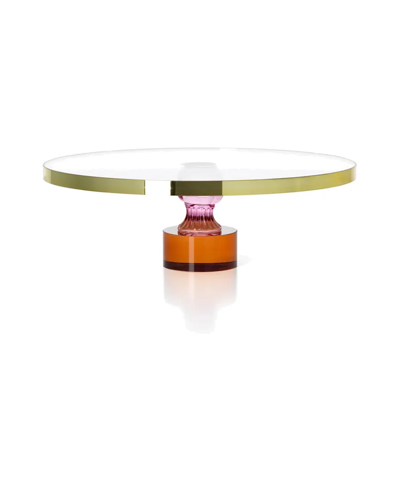 The Gemstone Cake Platter Kuchenplatte aus Recyclingglas von Bazar Bizar, Größe 32 × 32 × 10 cm, Bernstein / Rosa / Gold, Ansicht 4