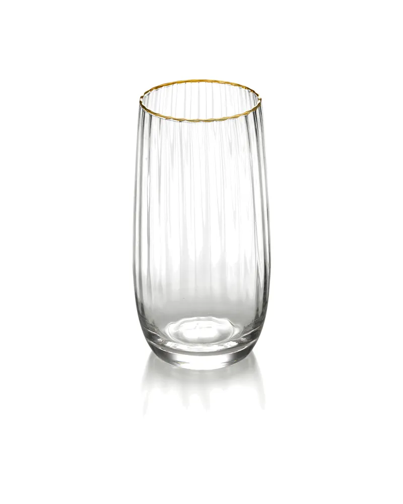 The Golden Rim Highball Trinkglas in Natur/Gold von Bazar Bizar, Größe 7 × 7 × 15 cm, Natur / Gold, Ansicht 2