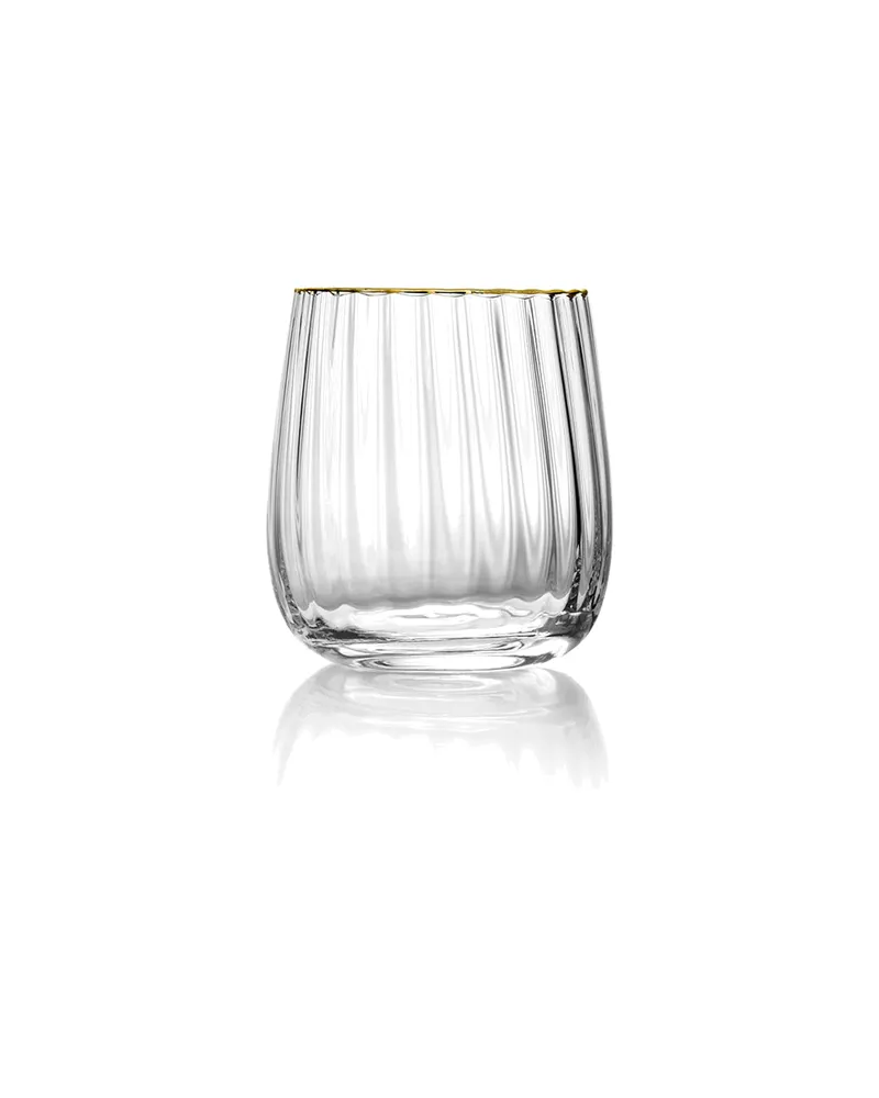 The Golden Rim Tumbler Trinkglas aus Recyclingglas von Bazar Bizar, Größe 9 × 9 × 10 cm, Natur / Gold, Ansicht 1