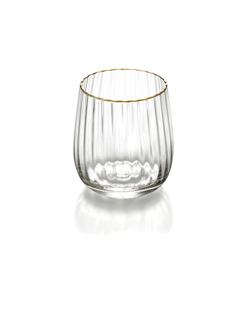 The Golden Rim Tumbler Trinkglas aus Recyclingglas von Bazar Bizar, Größe 9 × 9 × 10 cm, Natur / Gold, Ansicht 2